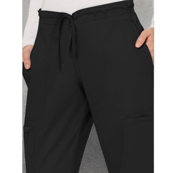 NEW Cherokee Workwear Drawstring Soft Stretch Black Scrub Pants Women’s Size L - Picture 5 of 12